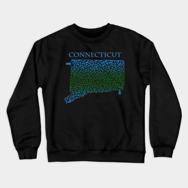 Connecticut State Outline Maze & Labyrinth Crewneck Sweatshirt by gorff